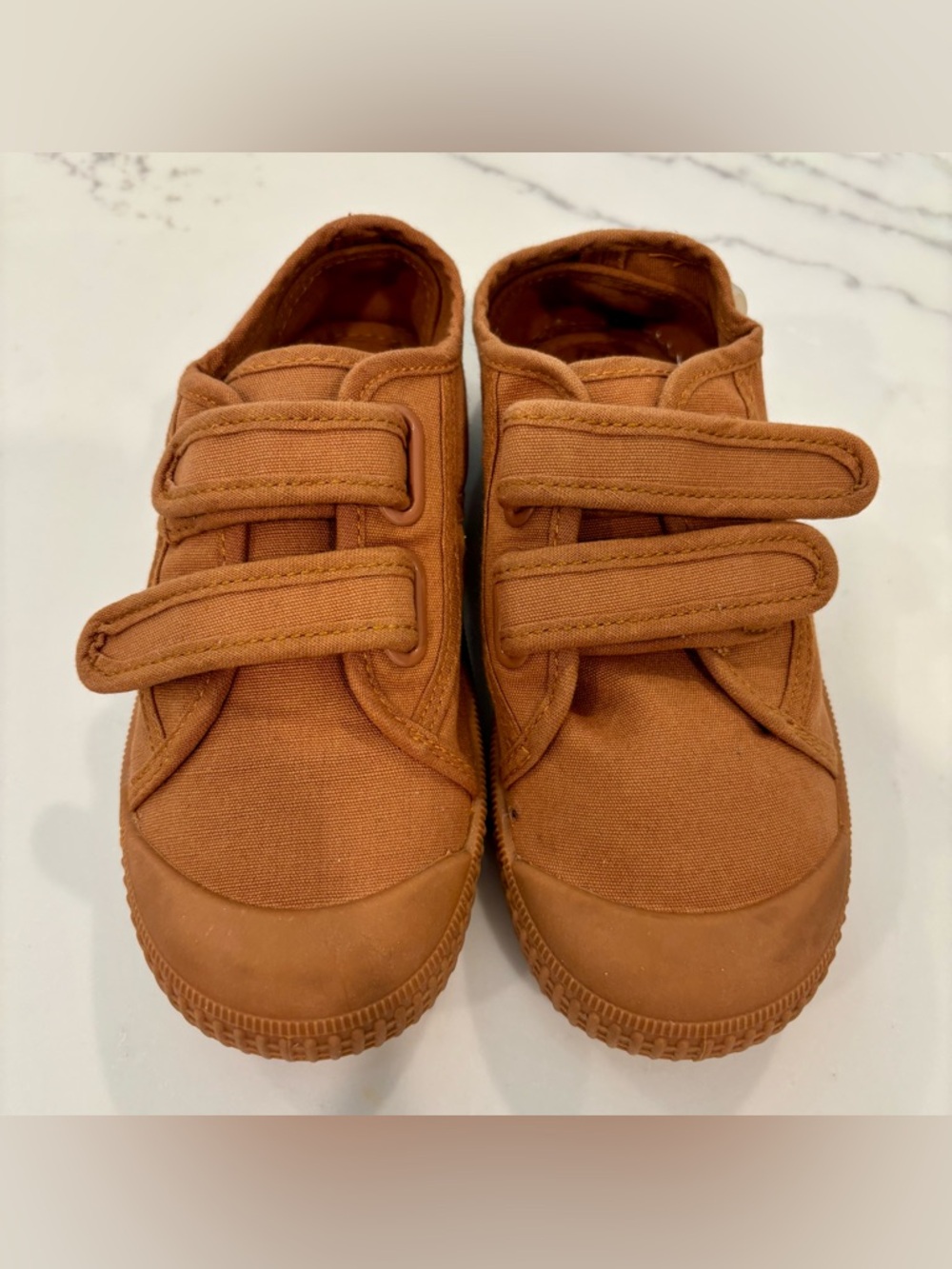 KKL Kids Velcro Canvas Sneakers in Rust Brown